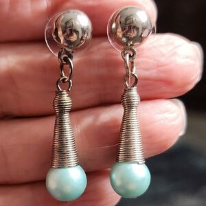 Elegant Silver and Light Blue Drop Earrings